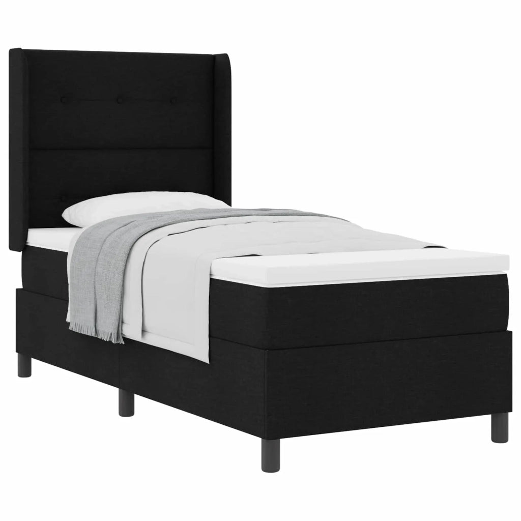 Letto a molle con materasso Nero 80 x 200 cm Tessuto