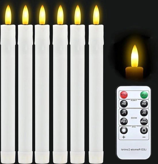 Candele a LED con Fiamma Vibrante - Funzione Timer e Comando a Distanza - Candele da Parete a Batterie - Sostegno per Candela - Candele a Puntina - Regolabile - Decorazione di Natale