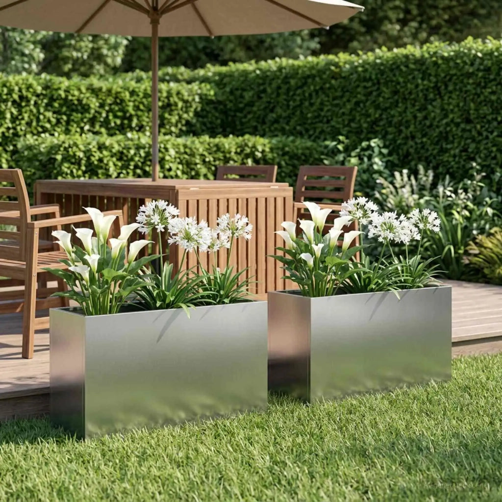 Vaso da giardino 2 pz Argento 80 x 30 x 40 cm Acciaio zincato 8005593