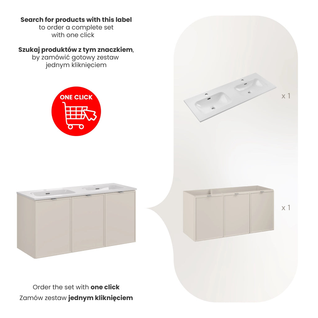 Set mobili bagno 120 cm con lavabo per mobile FLY Bella Cashmere 120 cm