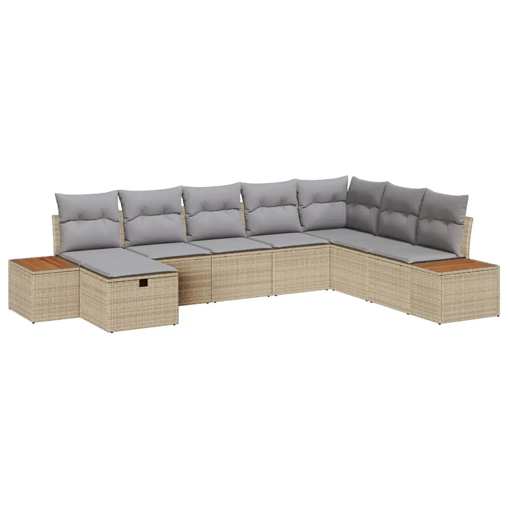 Set Divano da Giardino con cuscino Beige polyrattan