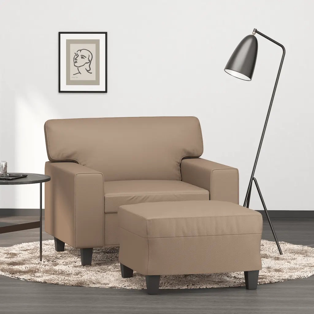 Poltrona con Poggiapiedi Cappuccino 60 cm in Similpelle