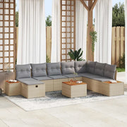 Set Divano da Giardino con cuscino 9 pcs Beige polyrattan