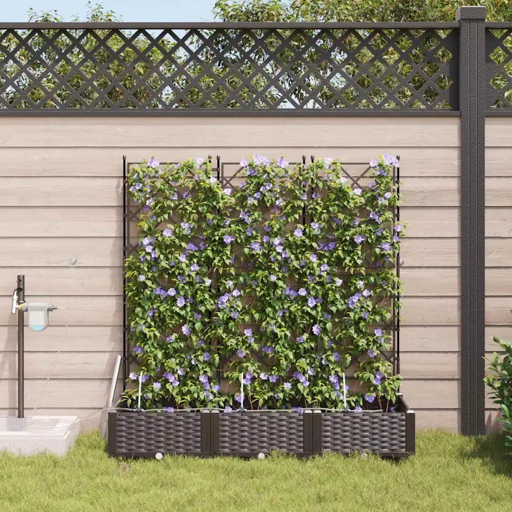 Fioriere | Cassetta per fiori | Vaso da giardino 3 pz Marrone 120 x 40 x 126 cm Plastica