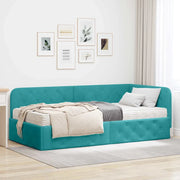 Cornice del letto ad angolo Turchese 100 x 200 cm Velluto 3394100