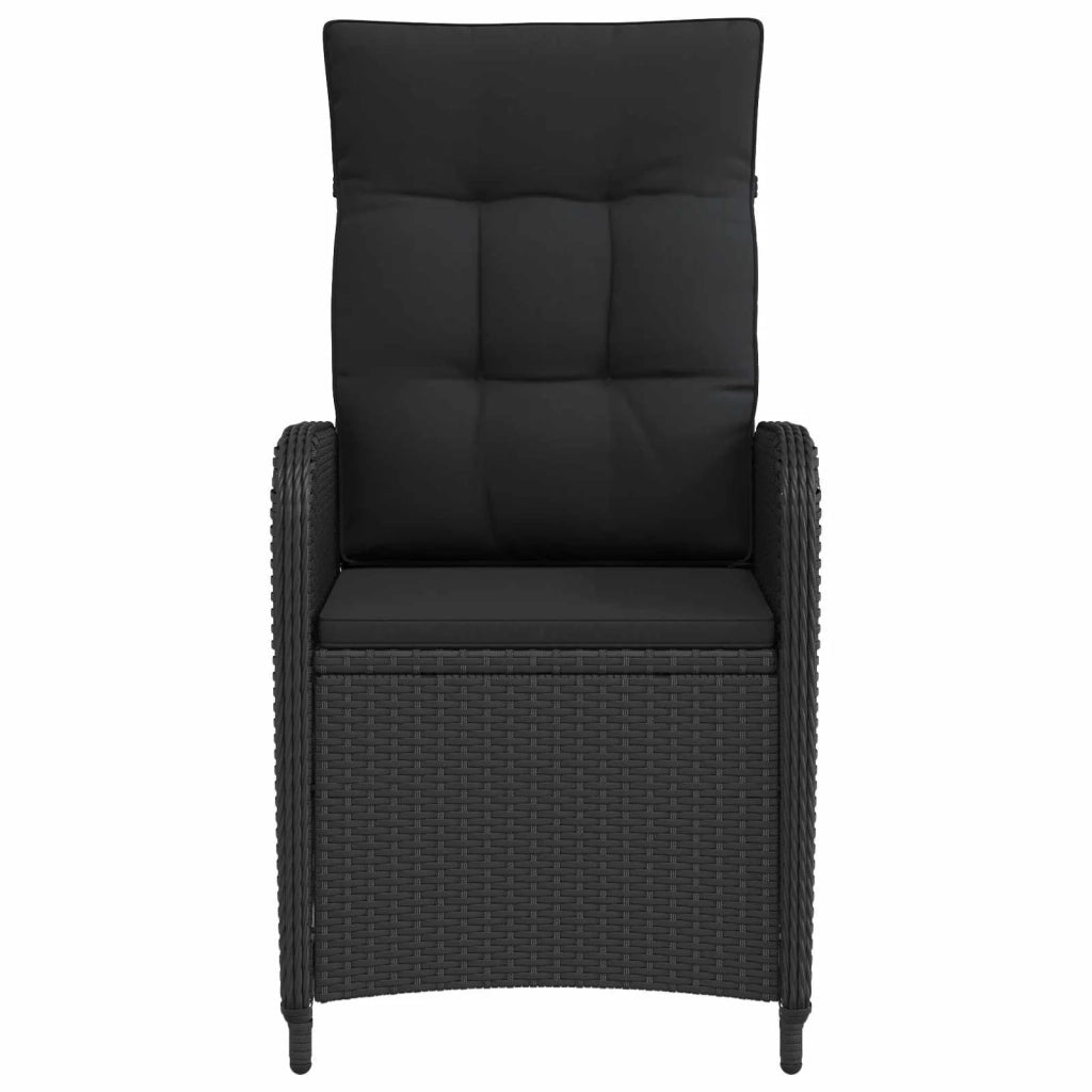 Sedia da Giardino | Sedie da Esterno reclinabile Nero polyrattan