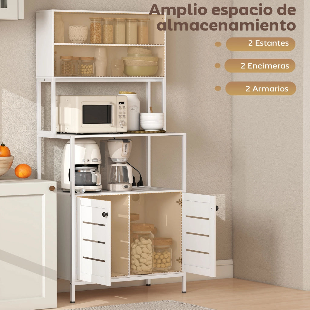 Scaffale da Cucina con Presa e Porte ¨C Minimal ¨C Bianco 80x30x180