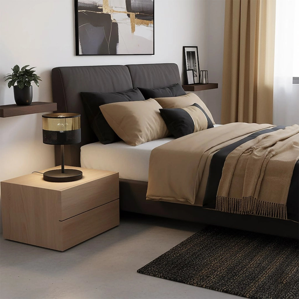 Lampada da tavolo LUX nera oro traforata 1xE27 Emibig