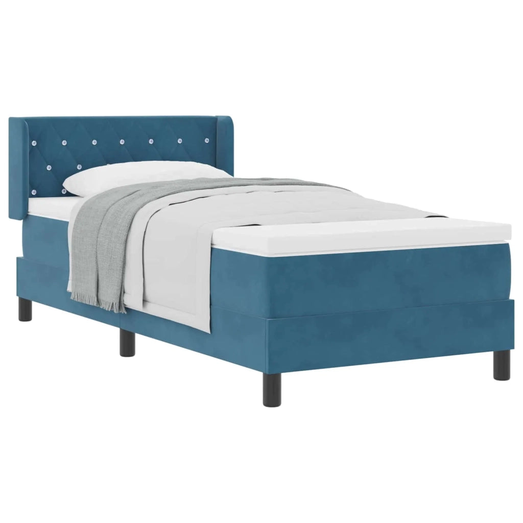 Letto a molle con materasso Blu Scuro 190 x 90 cm Poliestere