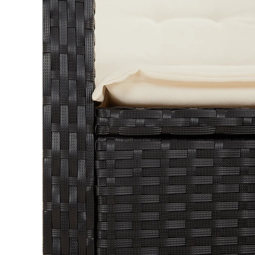 Set da Pranzo da Giardino 5 pz Nero con Cuscini in Polyrattan 3212628
