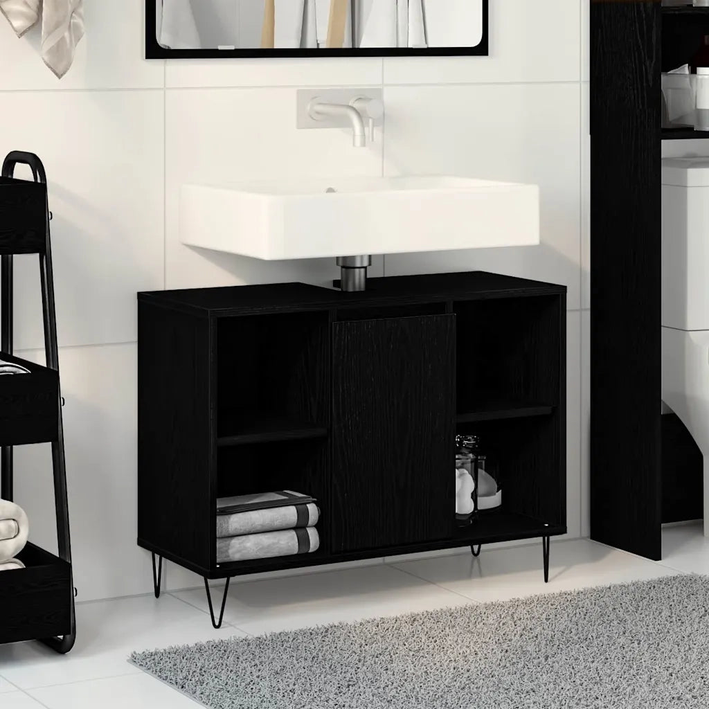 Mobile da Bagno Nero 80 x 33 x 60 cm Legno multistrato 873897