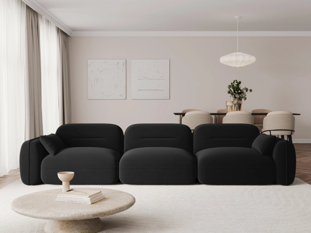 Cosmopolitan Design - Divano modulare "Sydney" 4 posti in velluto nero 