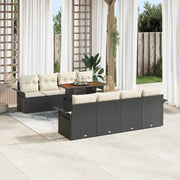 Set Divano da Giardino con archiviazione 9 pcs Nero Poly Rattan 3358042