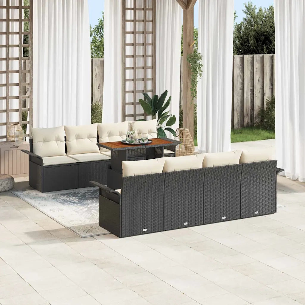 Set Divano da Giardino con archiviazione 9 pcs Nero Poly Rattan 3358042