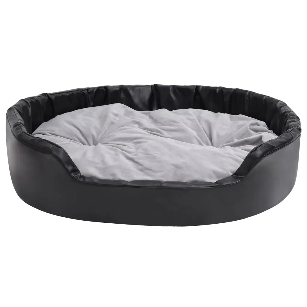 Lettino per Cani Nero e Grigio 99x89x21 cm Peluche e Similpelle 171256
