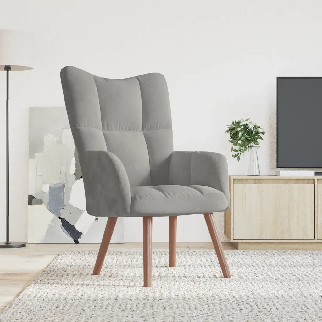 Poltrona | Sedia Relax Grigio Chiaro in Velluto