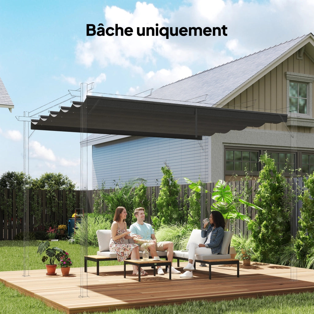 Tenda per Pergola Retrattile ¨C Minimal ¨C 350x260 cm Grigio Scuro