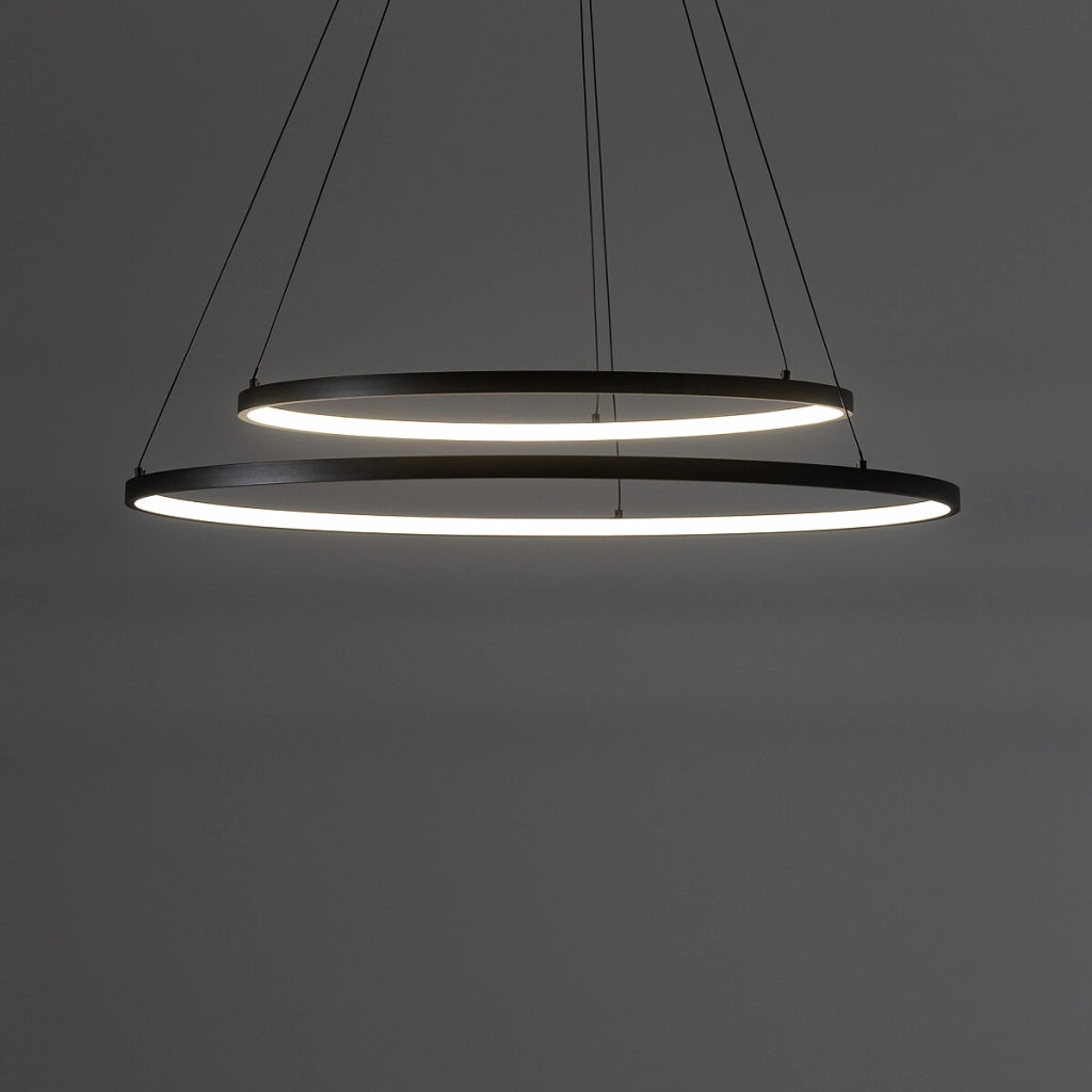 Lampada sospensione nera LED doppio anello Circolo Nowodvorski
