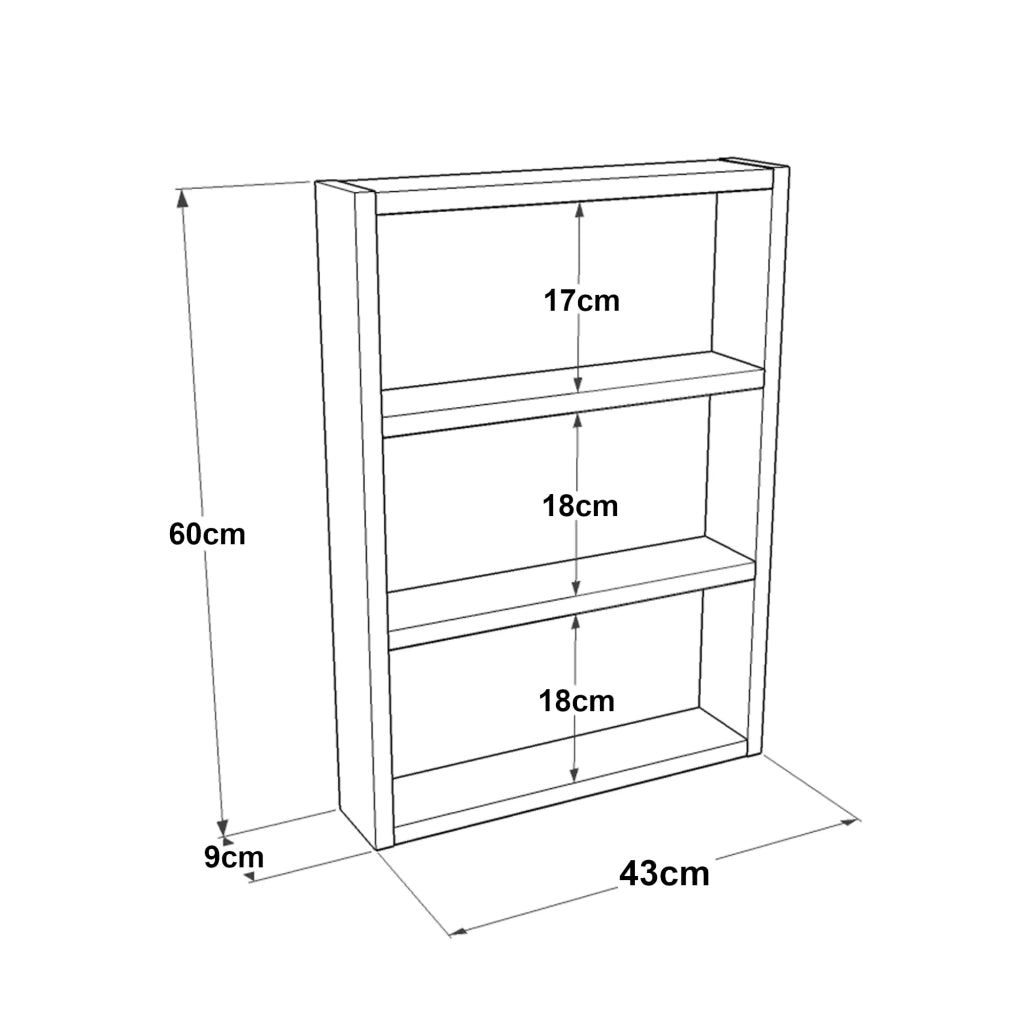 Scaffale da cucina a 3 ripiani 60 x 43 x 9 cm effetto rovere rustico 03_0006970