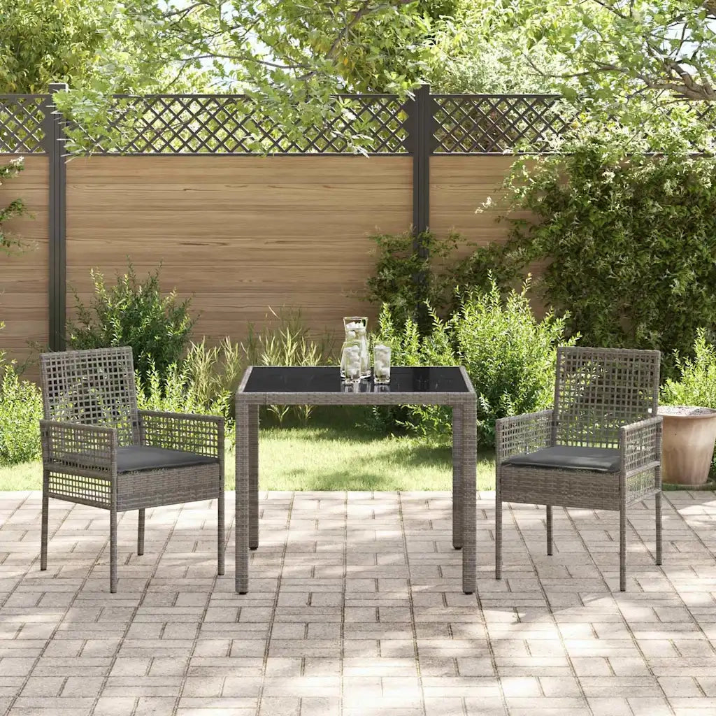 Set da Pranzo per Giardino 3 pcs Grigio polyrattan 3334871