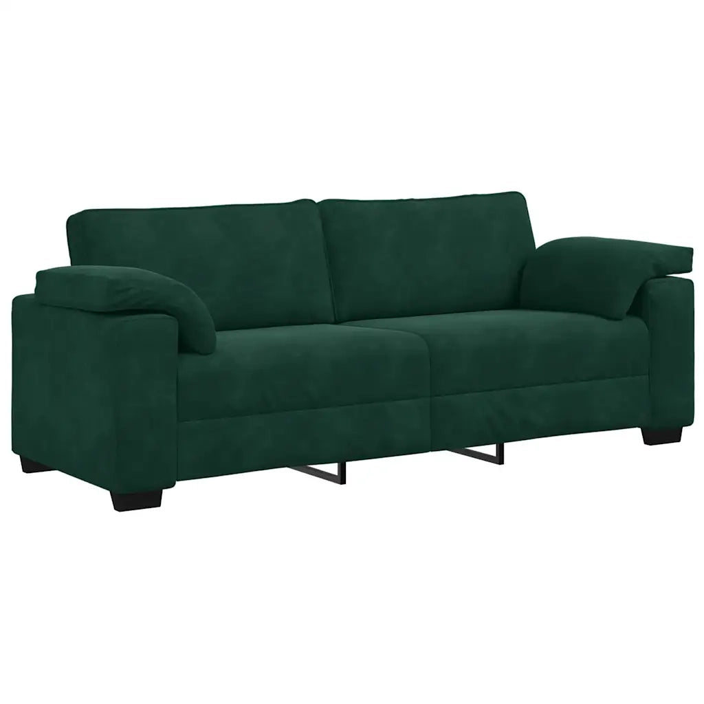 Divano a 3 Posti Verde Scuro 220x77x82 cm in Velluto 4105279