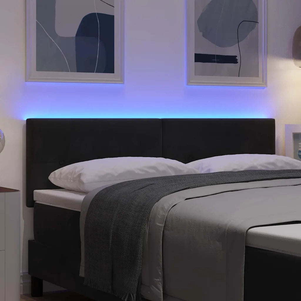 Testiera | Testata LED con strisce LED Nero 144 cm Velluto