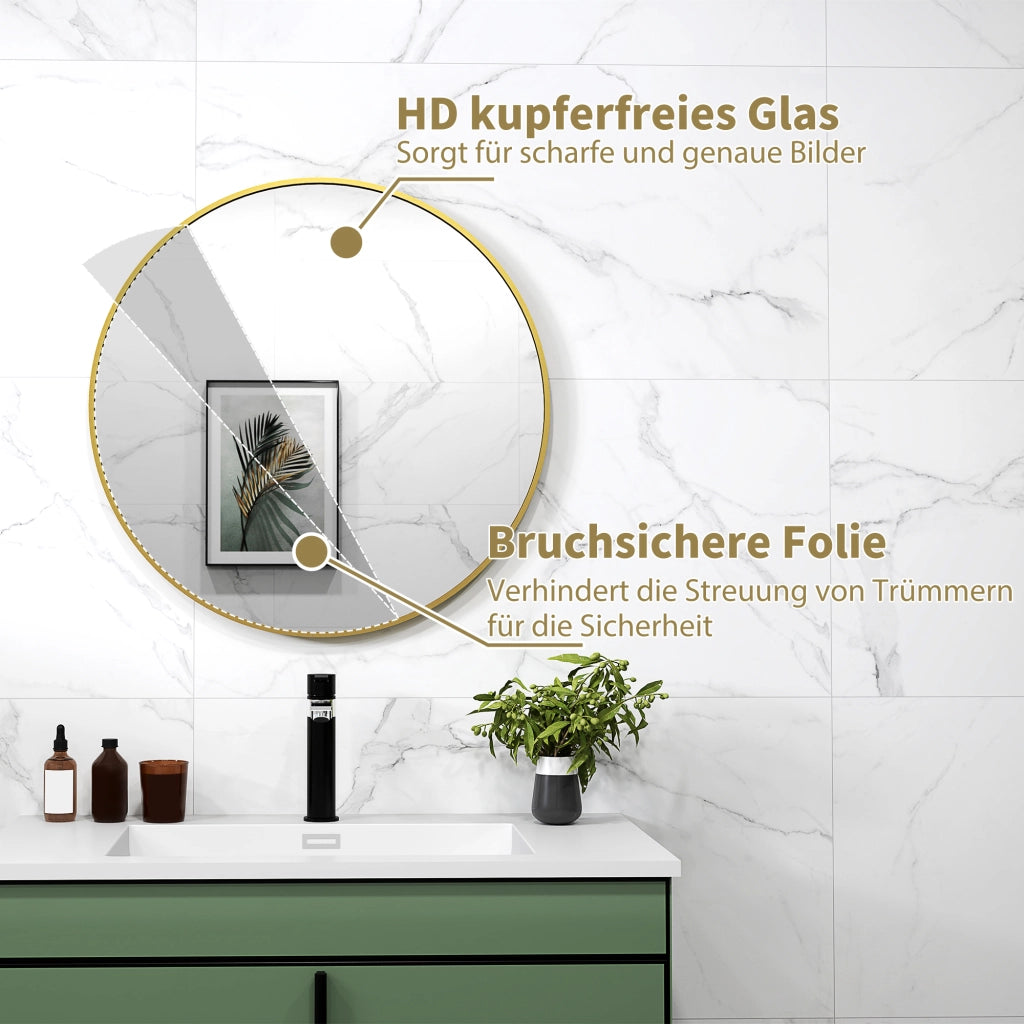 Specchio Bagno Rotondo con Cornice Oro ¨C zephmum ¨C 70x70 cm
