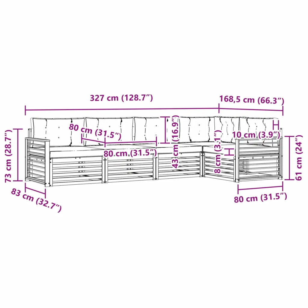 Set di divani da esterno 6 pz Bianco e Antracite Poliestere 3390497