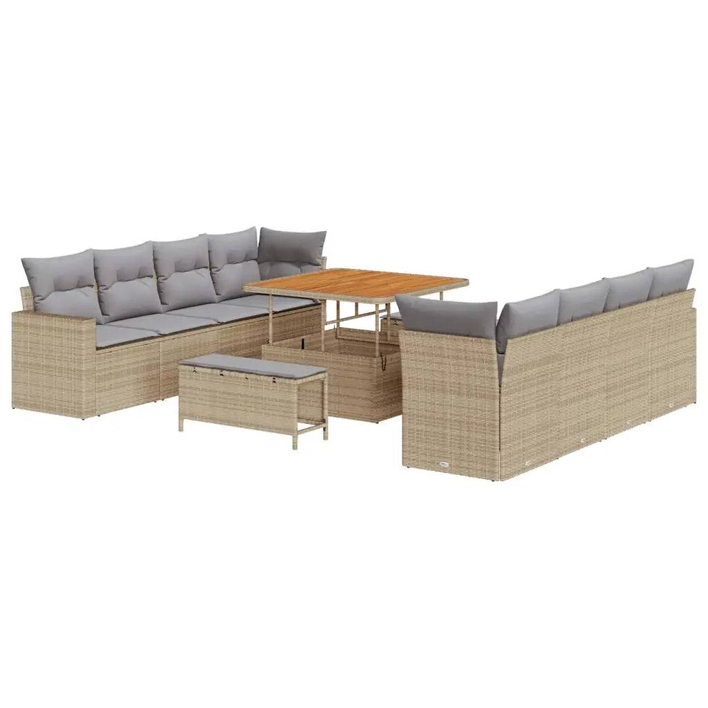 Set Divano da Giardino 12 pcs Beige e Grigio Chiaro polyrattan 3363547