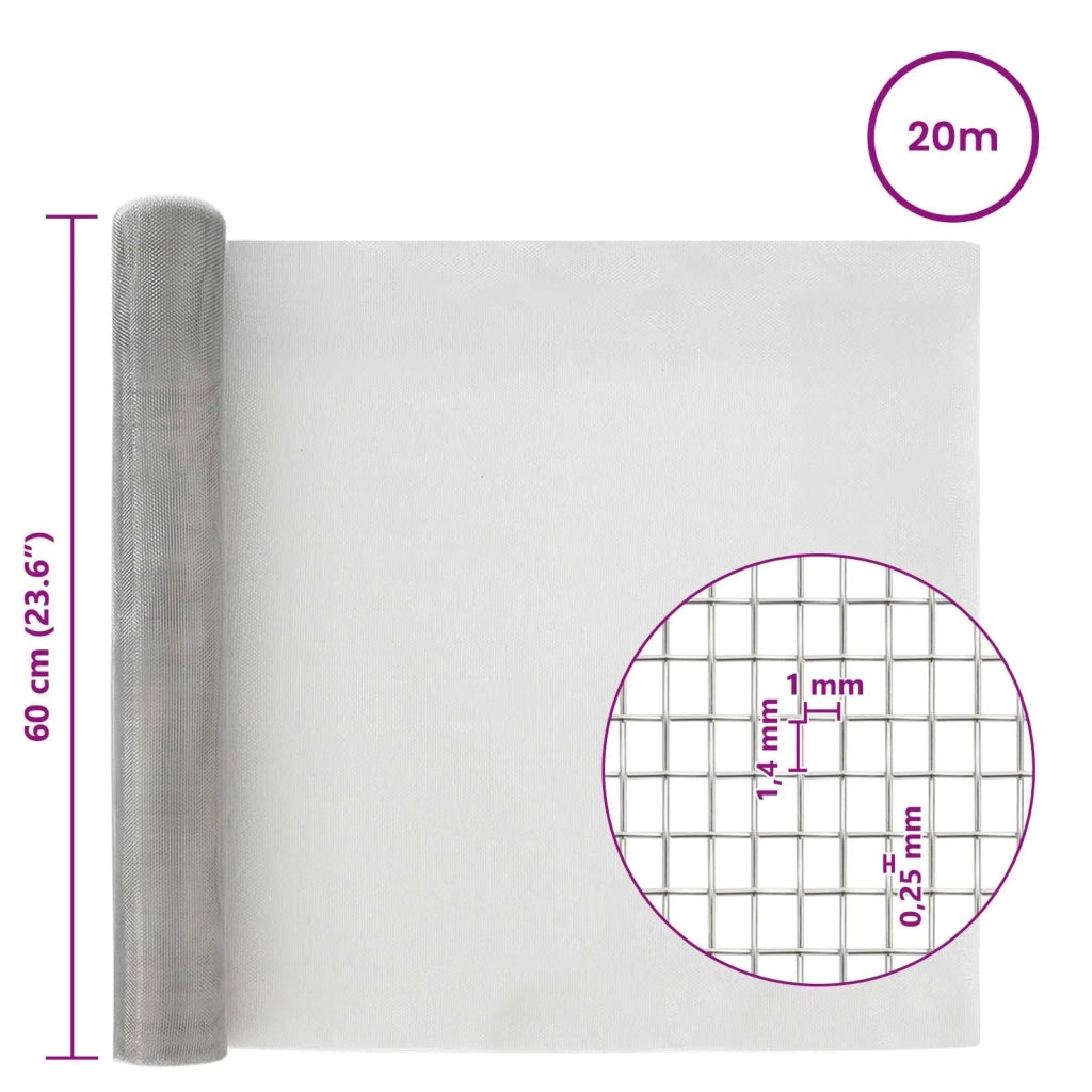 Rete per schermatura 60 x 2000 cm 18 Mesh Argento 42039616