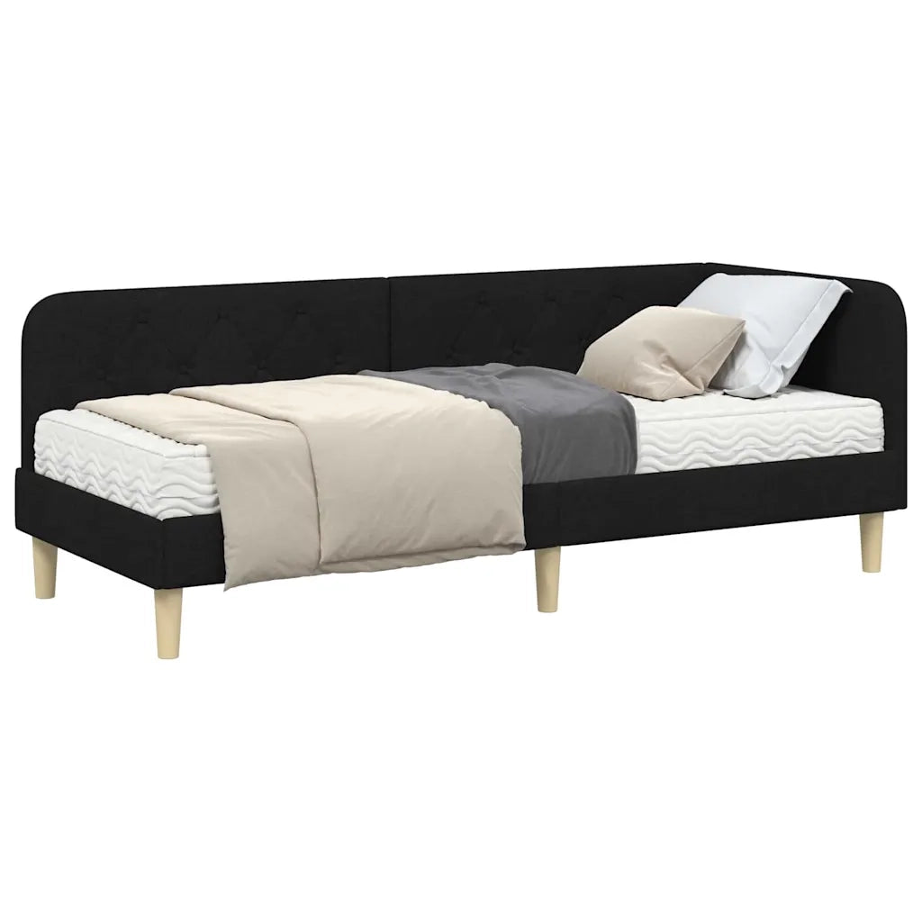 Cornice del letto ad angolo Nero 80 x 200 cm Tessuto 3394103