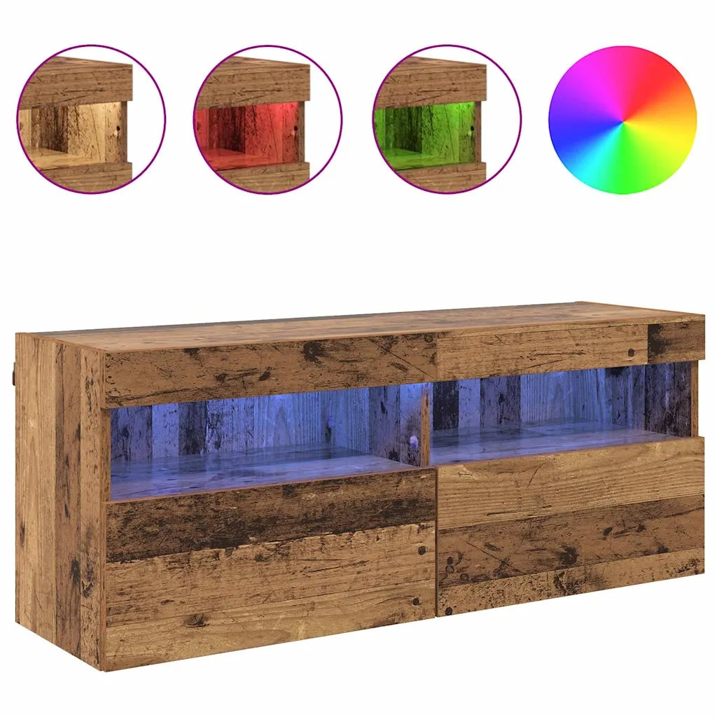 Mobile TV da parete con LED Legno vecchio 100 x 30 x 40 cm 882983