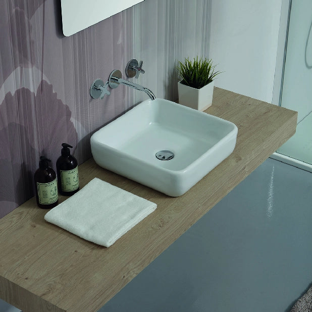 Lavabo d'appoggio 40x40 cm mod LA66 Bianco