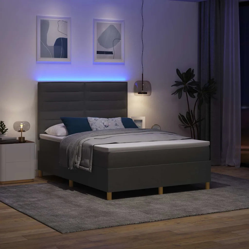 Letto a Sorgente LED Grigio scuro 140 x 200 cm Tessuto 3343027