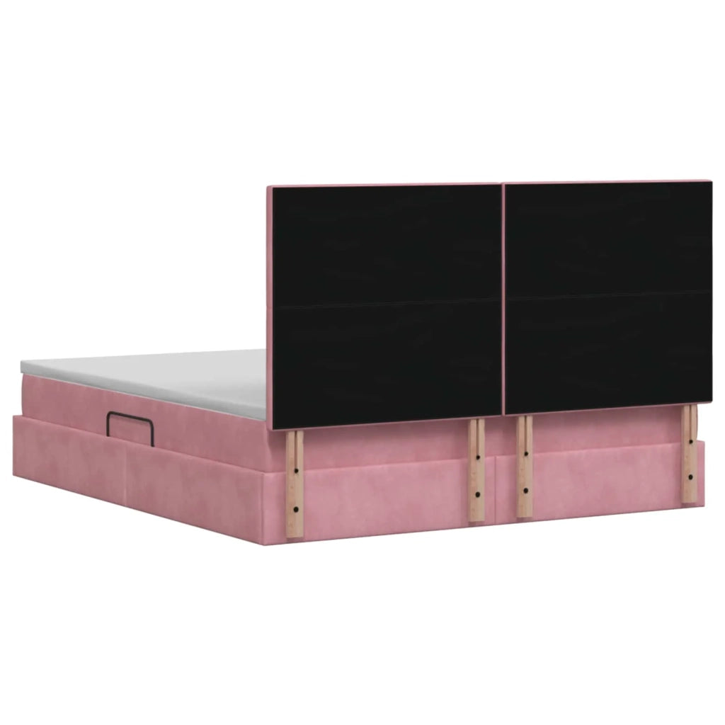 Letto con contenitore e materasso Rosa 140 x 200 cm Velluto 3459758