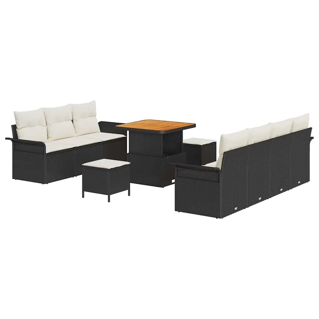 Set Divano da Giardino con cuscino 10 pcs Nero polyrattan 3362095