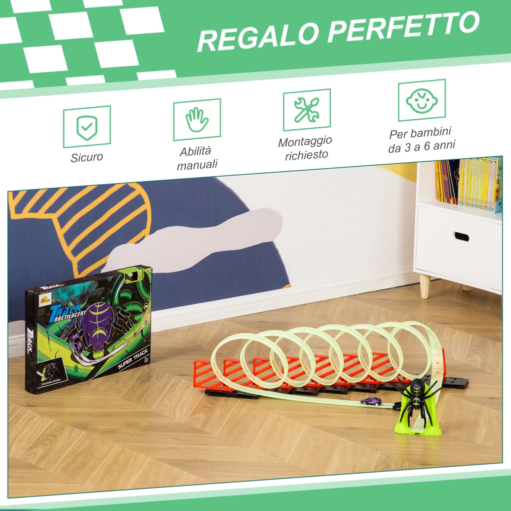 Pista Macchinine con Luci LED ¨C Xylo ¨C Verde e Rosso, con Auto Inclusa