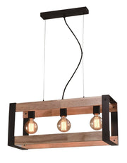 Lampadario Candellux Varna 3xE27 legno nero 60cm regolabile