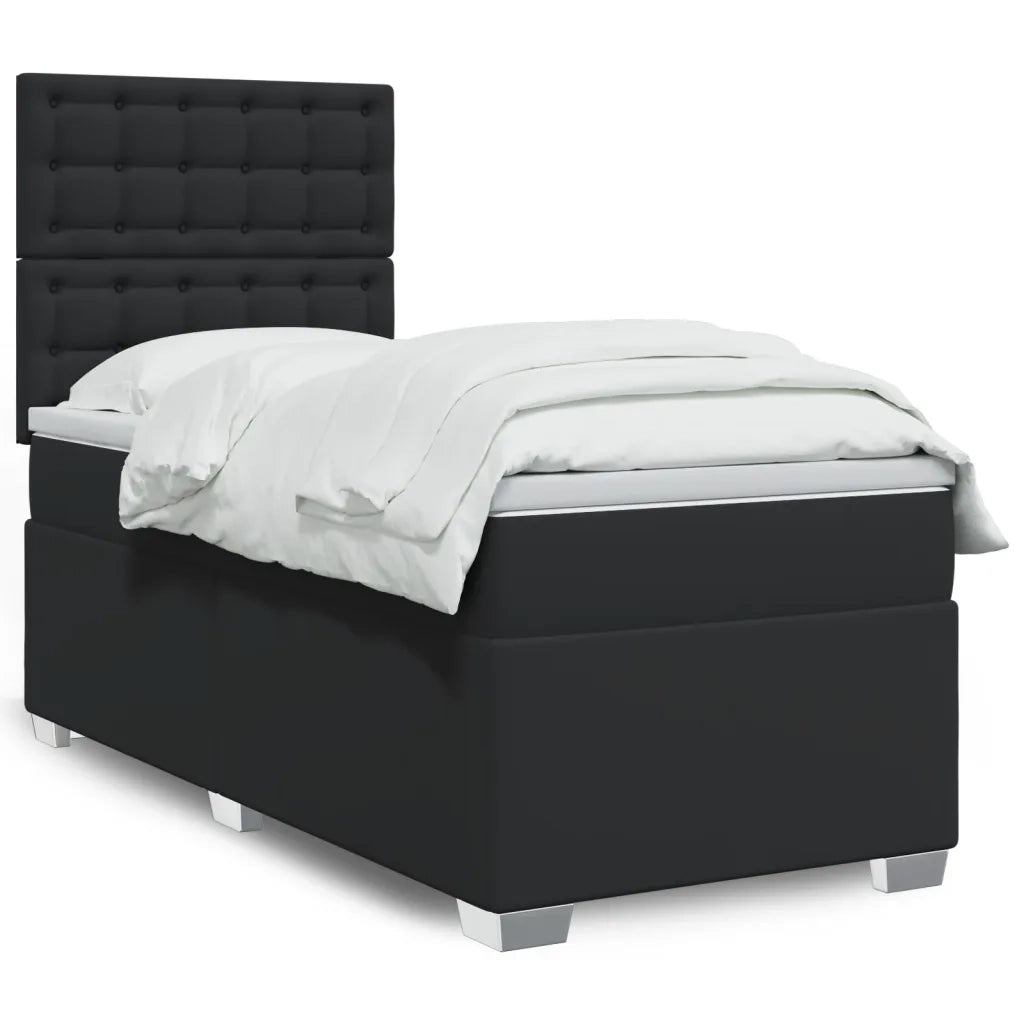 Giroletto a Molle con Materasso Nero 80x200 cm in Similpelle