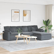 Divano Modulare con Poggiapiedi e Cuscini Grigio Scuro 3321070