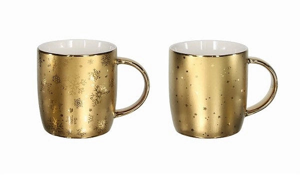 1 Pezzo Tazzone Tazza Latte Mug Natale All Gold 370 cc 2 Modelli