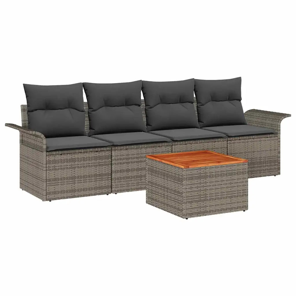 Set Divano da Giardino con cuscino 5 pcs Grigio polyrattan 3347258