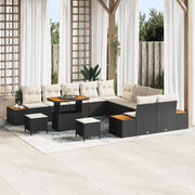 Set Divano da Giardino 13 pcs Nero polyrattan