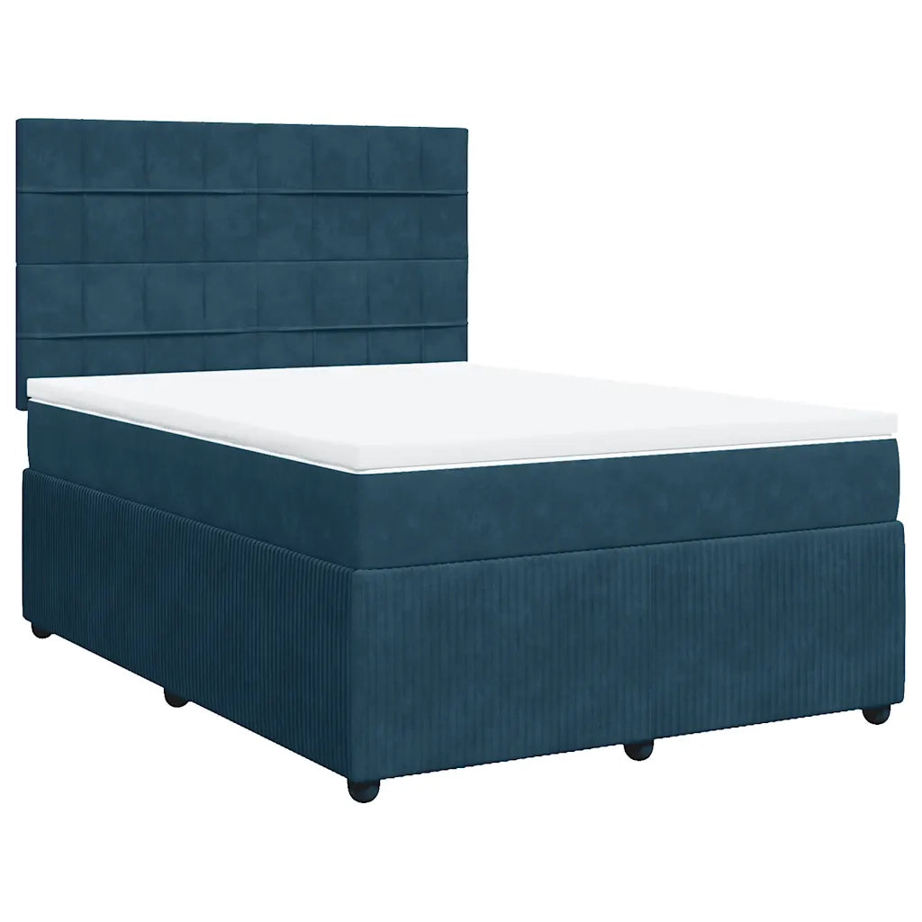 Giroletto a Molle con Materasso Blu 140x190 cm in Velluto