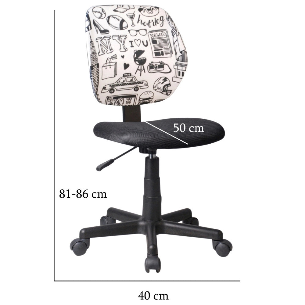 Sedia da ufficio per bambini ARIEL (nera)
