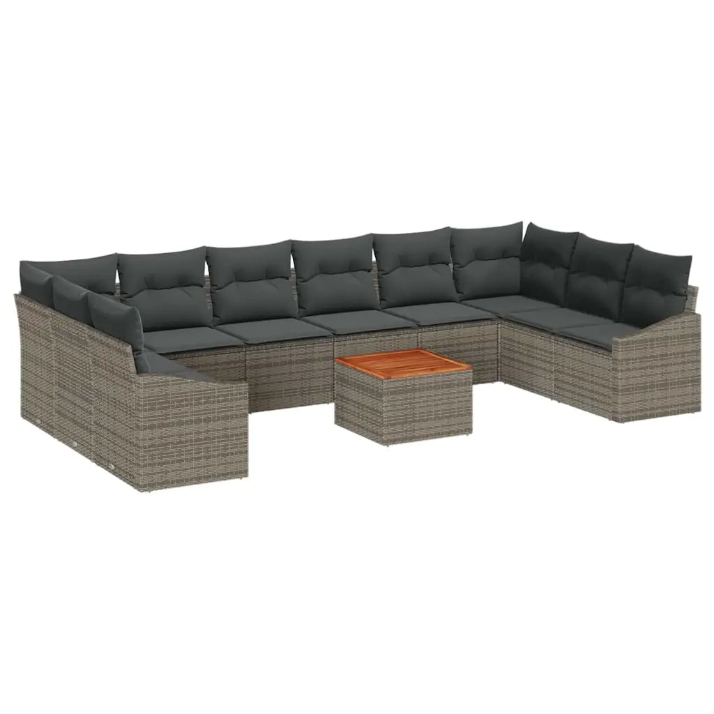 Set Divano da Giardino con cuscino 11 pcs Grigio polyrattan 3347881