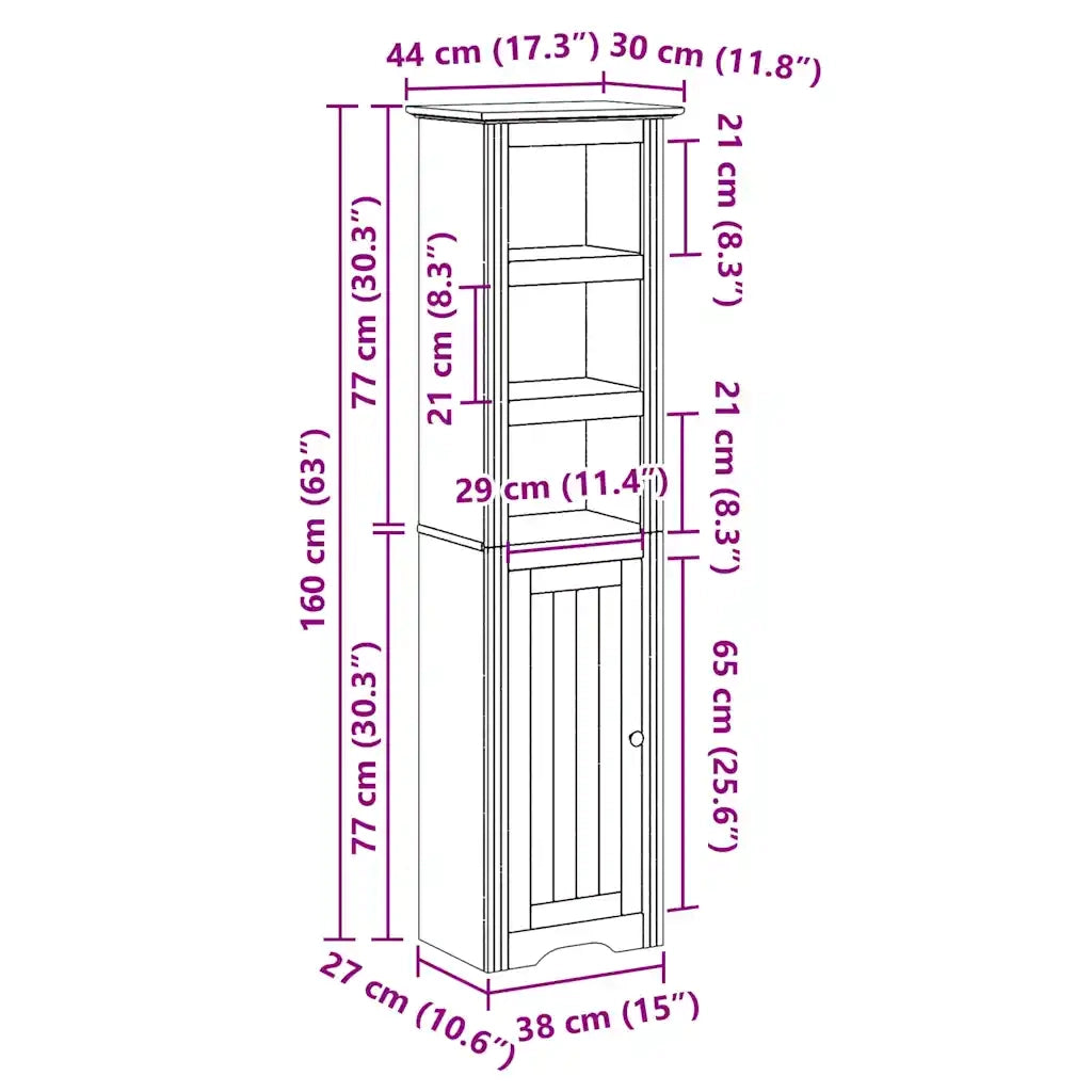 Mobile da Bagno BODO Bianco e Marrone 44x30x160 cm 4016861