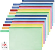 Documenti B5, 10-pack tas acqua resistente con cerniera, tas di plastica trasparente con cerniera, documenti per scuola, casa, ufficio, viaggi, cosmetici, 5 colori