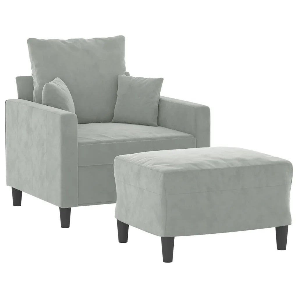 Poltrona | Sedia Relax con Poggiapiedi Grigio Chiaro 60 cm in Velluto