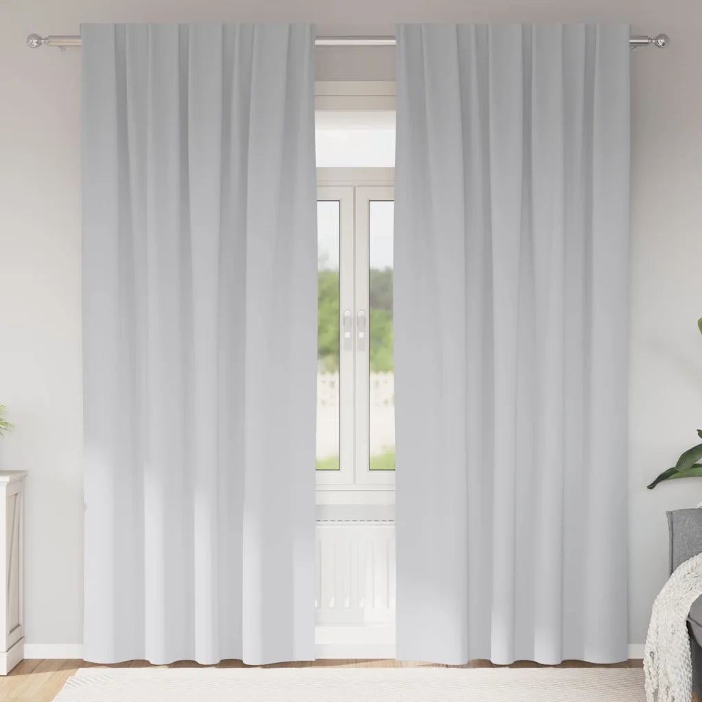 Tende Oscuranti | Tende Blackout con Anelli 2 pz Grigio Chiaro 245 x 140 cm